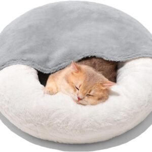 Enclosed Cat Cave Bed with Blanket